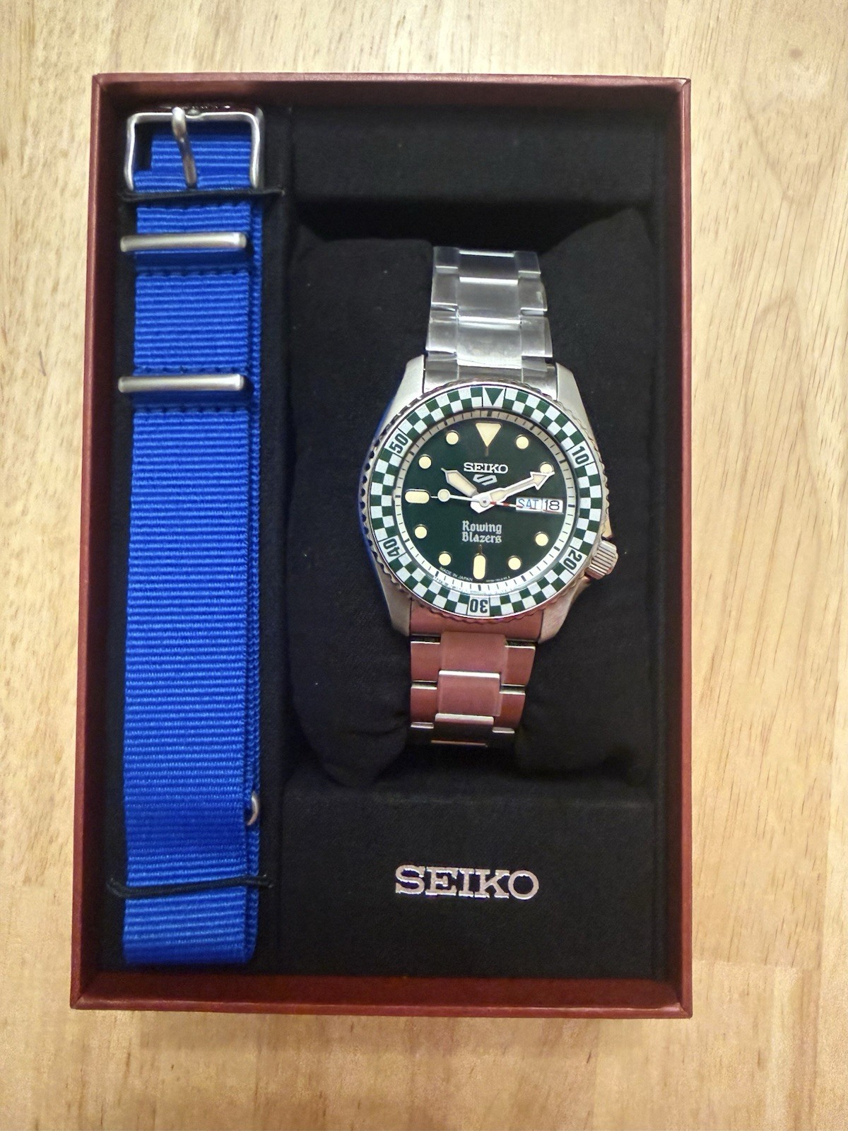 Seiko 5 Sports x Rowing Blazers Green Dial Auto Day/Date 100m Box Papers – NEW