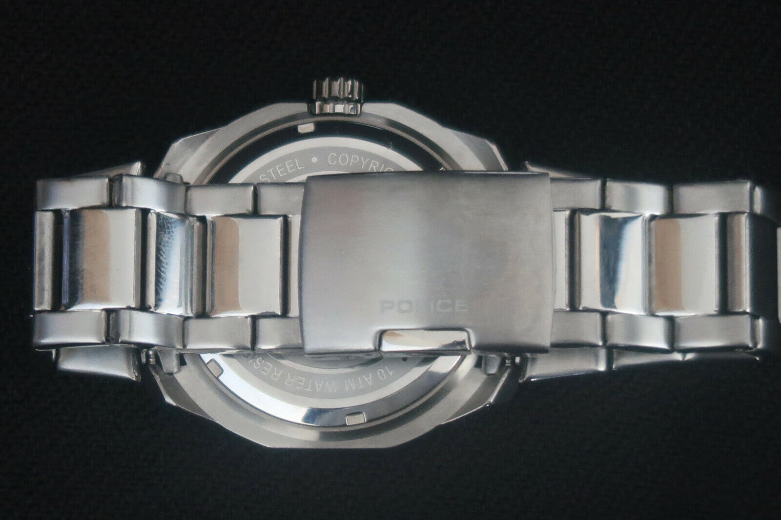 POLICE 13836J QUARTZ WRIST WATCH BLACK GREY & BLACK DIAL & STAINLESS STEEL STRAP