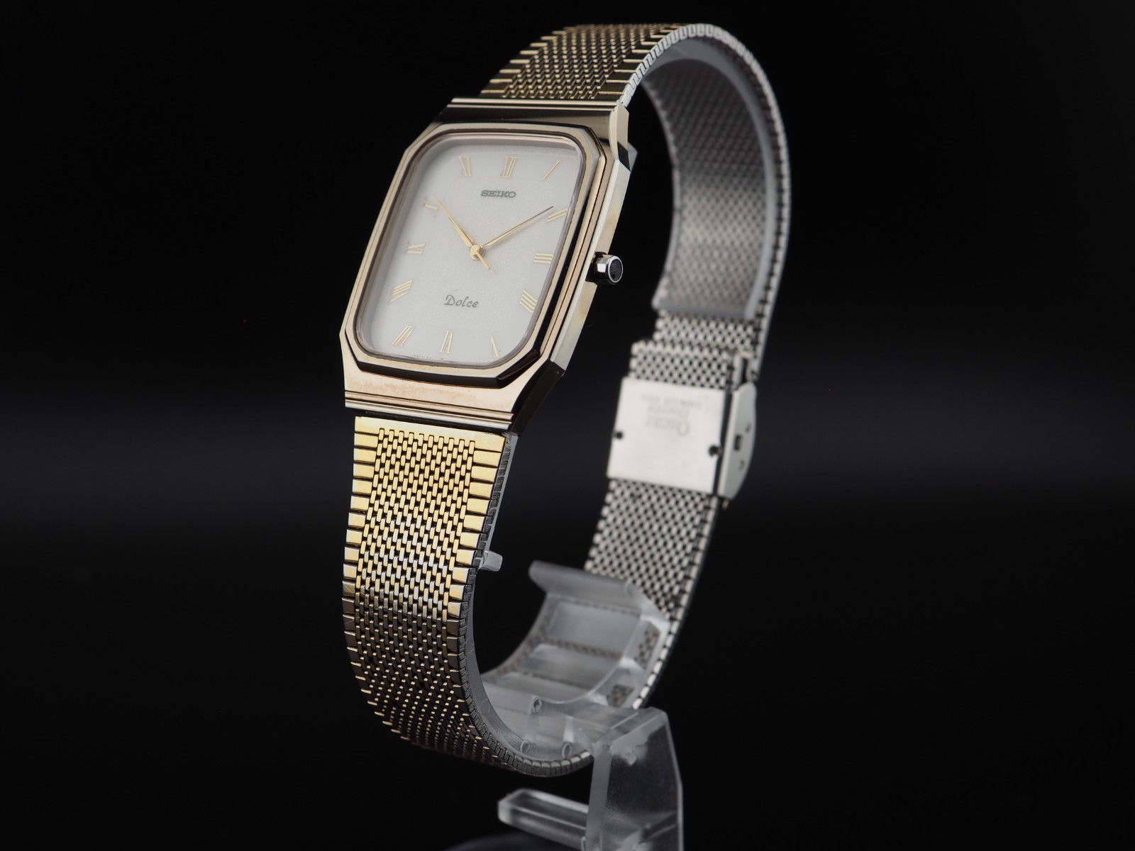 Vintage NEAR MINT Seiko DOLCE 7741-5130 Gold Quartz Mens Watch JAPAN