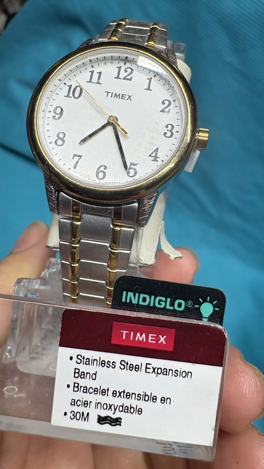Timex Easy Reader Watch Two-Tone Expansion Band Indiglo White Dial TW2P78700