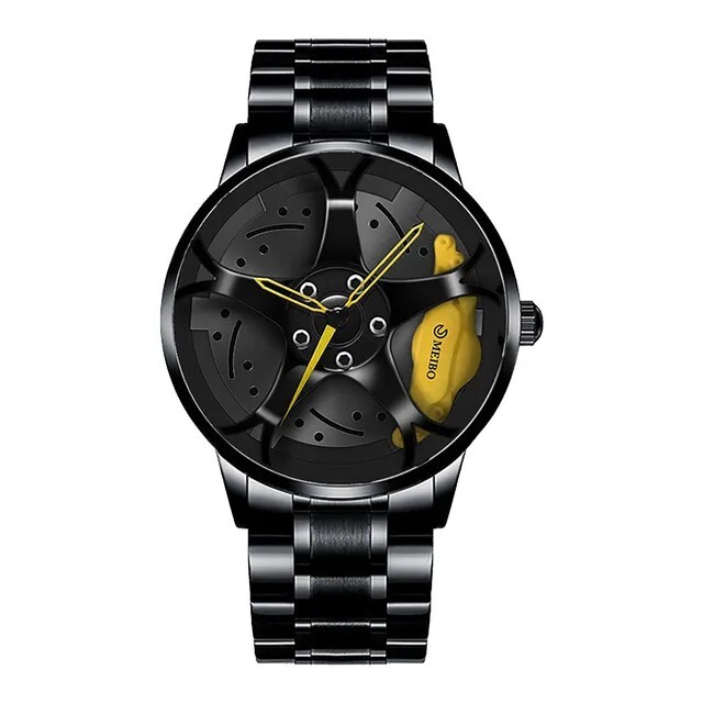 Luxury Fashion Sport Watch Car Wheel Rim Stainless Steel Waterproof Wrist Watch