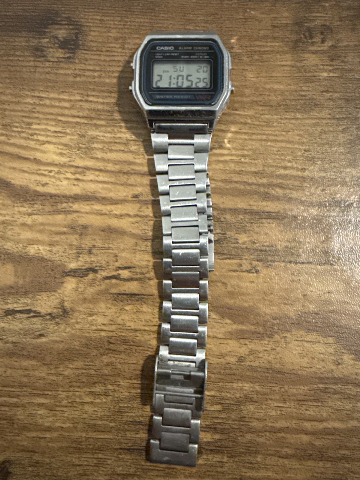 Casio A158W Digital Alarm Chrono Quartz Stainless Steel Bracelet Watch WORKS
