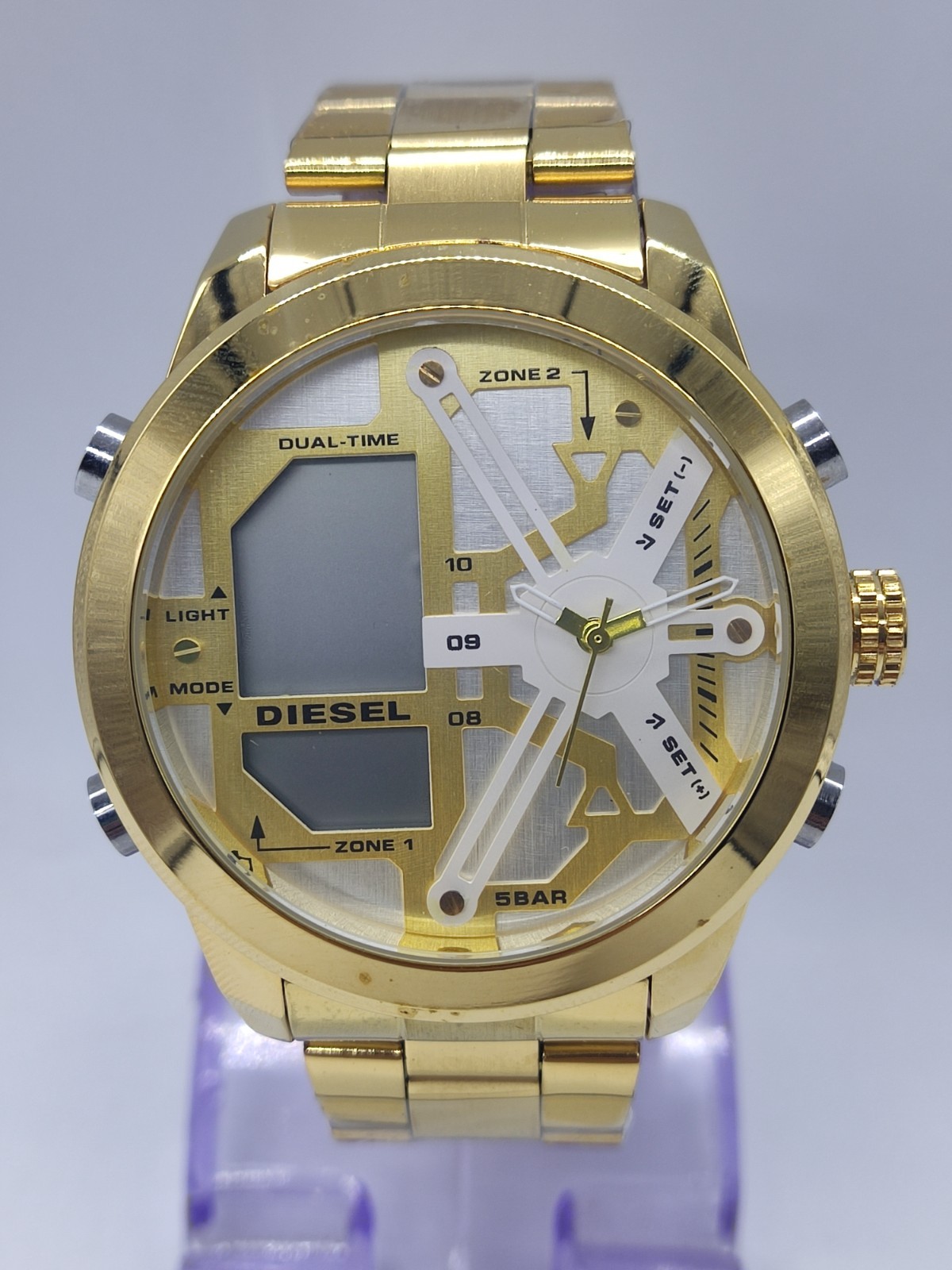 Amazing Diesel 5 Bar Analog & Digital Silver Dial Men’s Wrist Watch