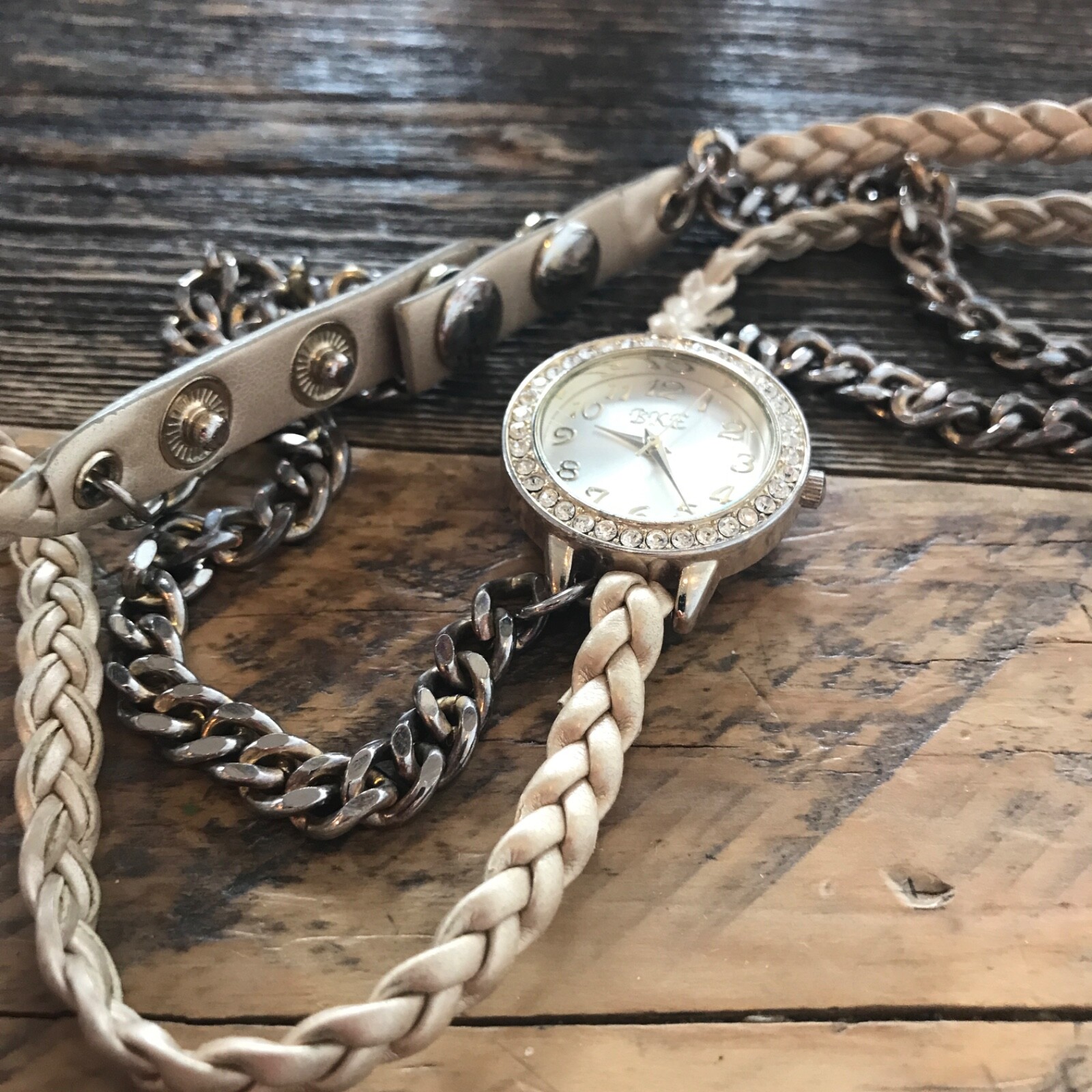 BKE / P.I. CO Women Wrist Watch wrap around chain bracelet strap New Battery