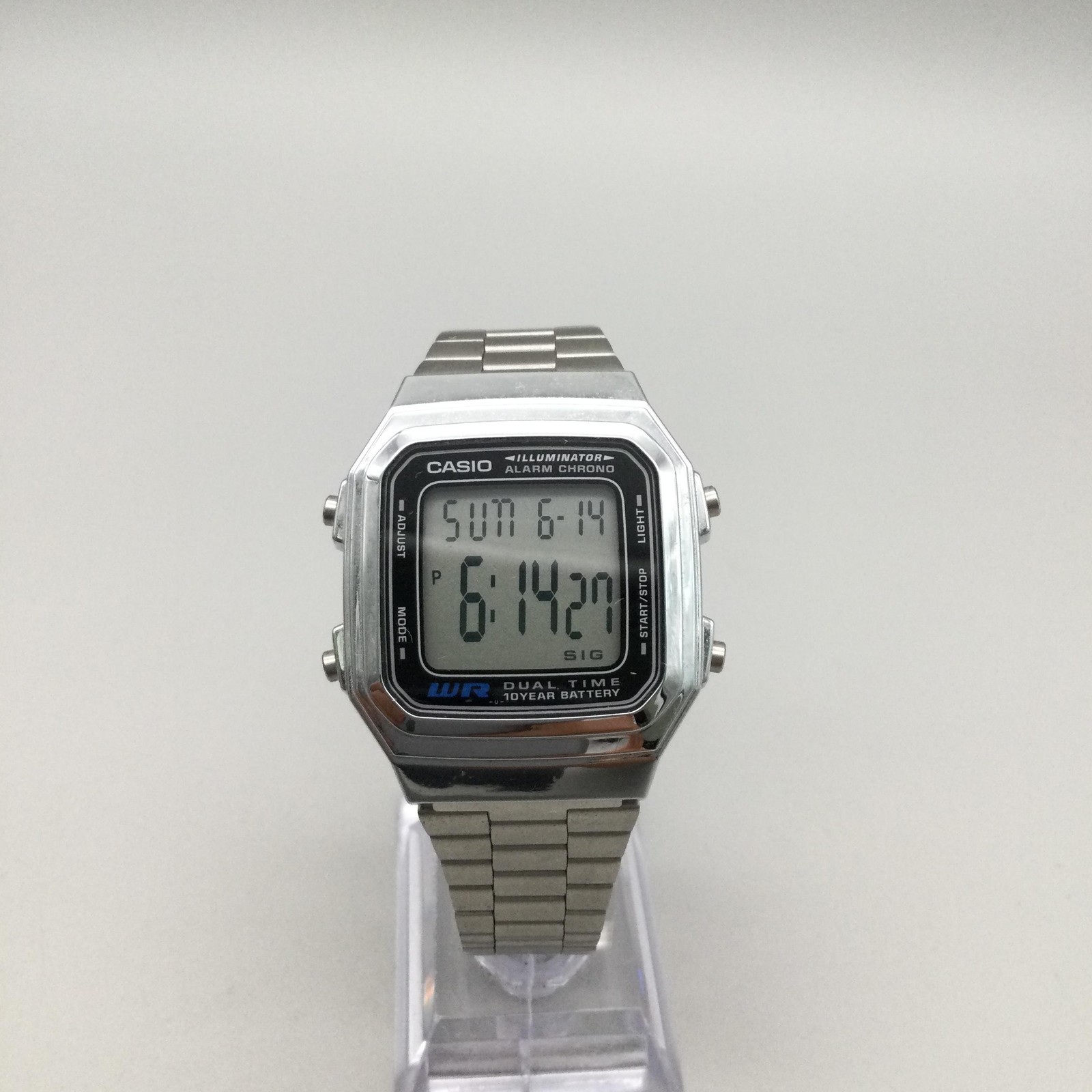 Casio 3234 A178W Mens Watch 34mm Digital Dial Stainless Alarm Chrono WR Bracelet