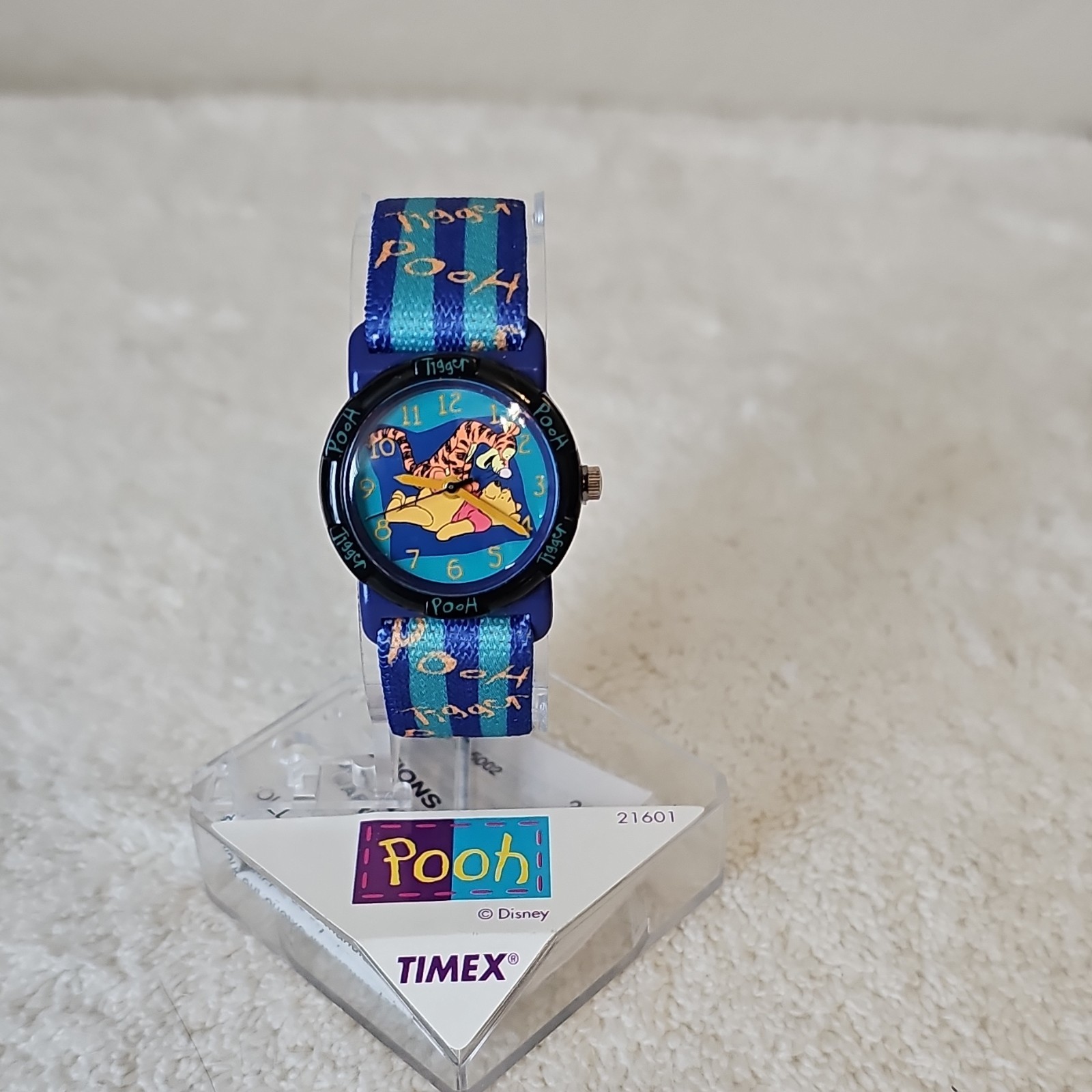 Timex Disney Pooh Kids Quartz Analog Watch Blue Fabric Strap 25mm Water-Res