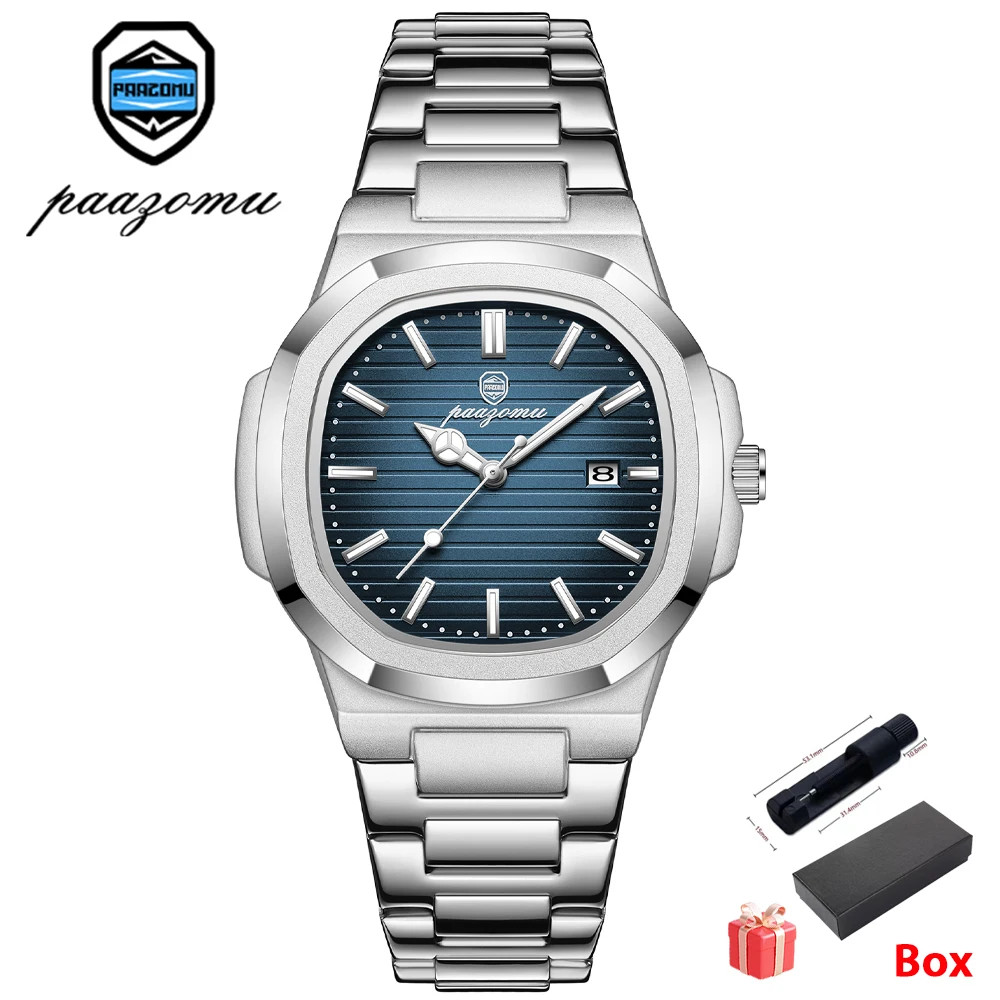Men’s Fashion Quartz Watch Stainless Steel Waterproof Luminous Date Week Watch