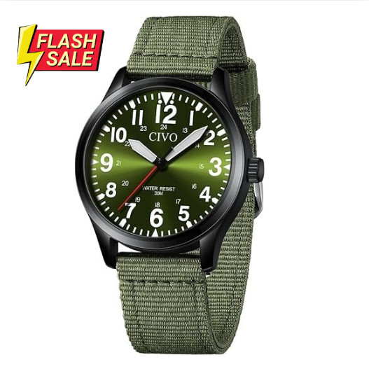 Wrist Watch for Men Women 38mm Rugged Outdoor Wind Up Military