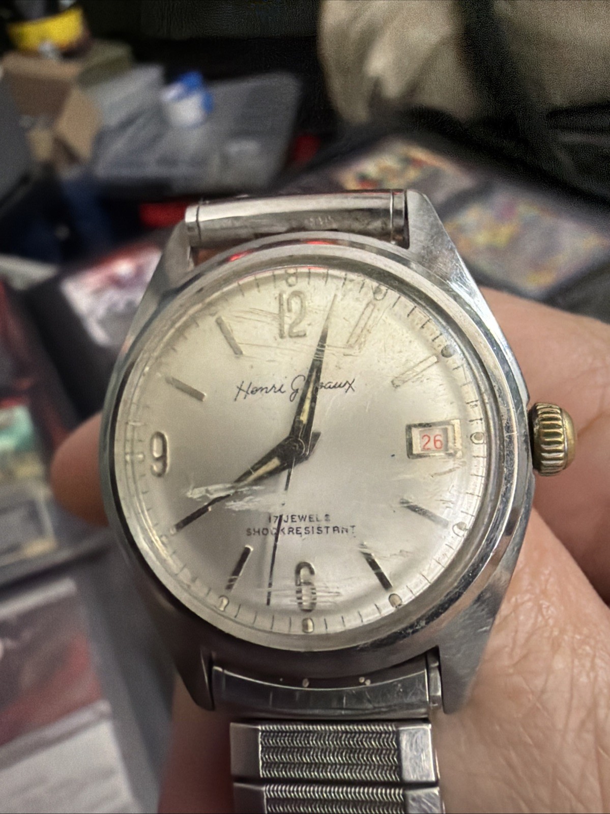 17j Vintage Men’s Henri Gireaux Watch – Parts Or Repair Read 17j 33.5mm