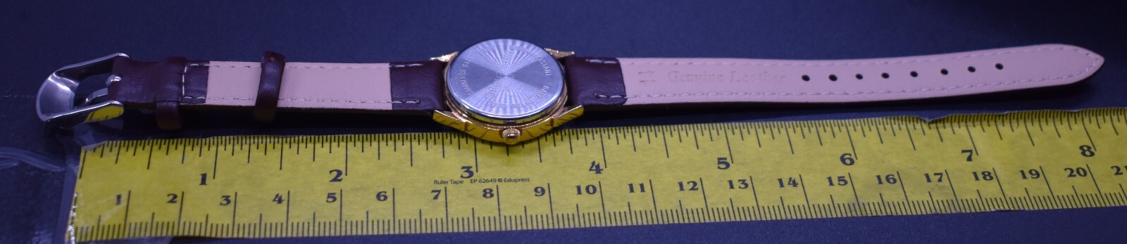 Vtg GUESS 1989 Women’s Watch Gold Tone Geometric Dial Leather NEW BATTERY & BAND