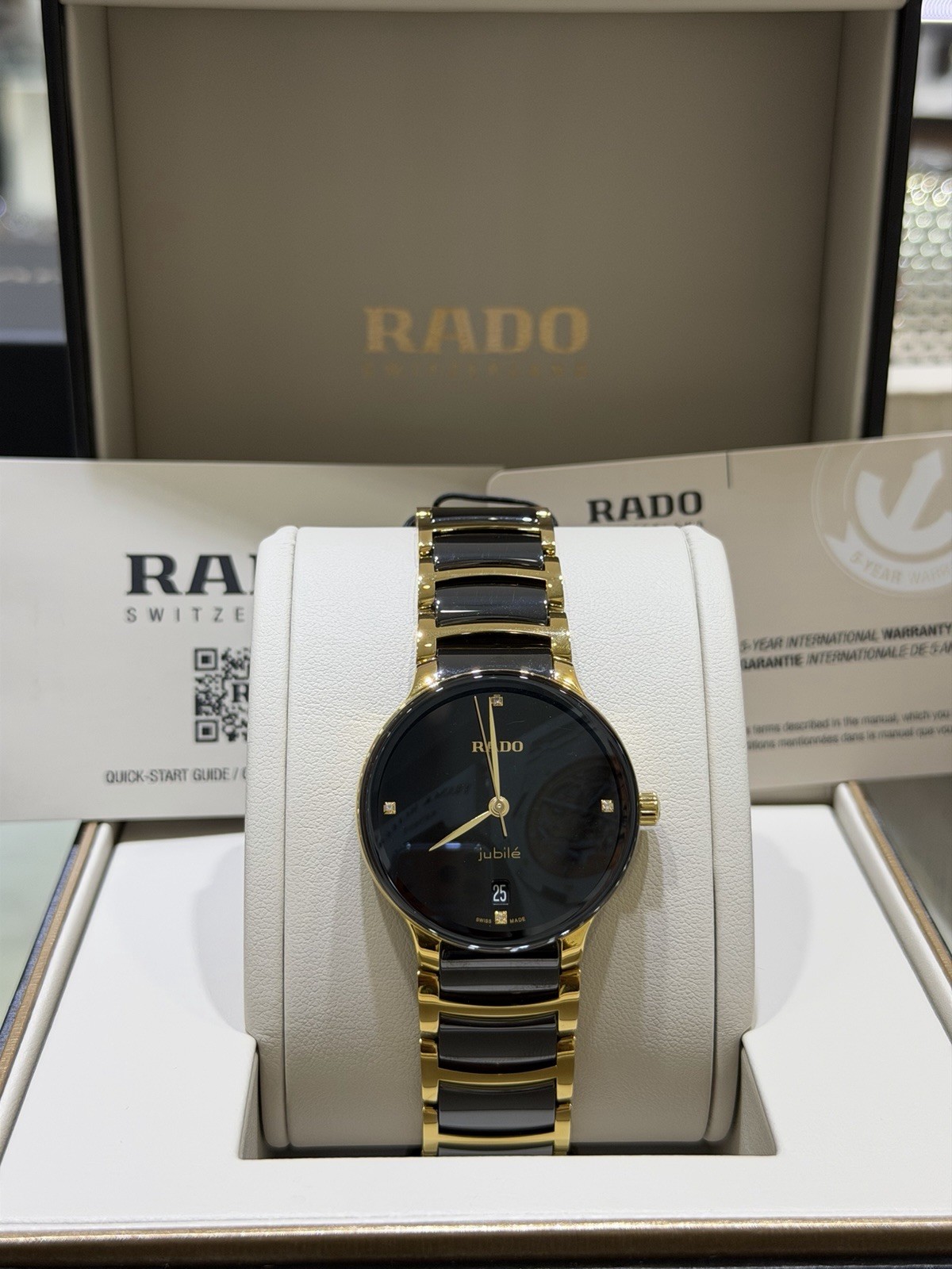 New Rado Centrix Diamonds Stainless Steel Black Dial Women’s Watch R30039712