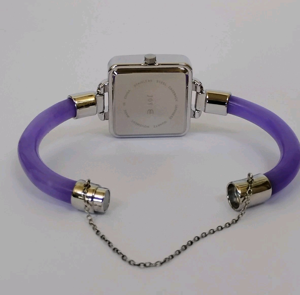 Jade of Yesteryear JOY Genuine Lavender Jade Square Case Bangle Watch NEW