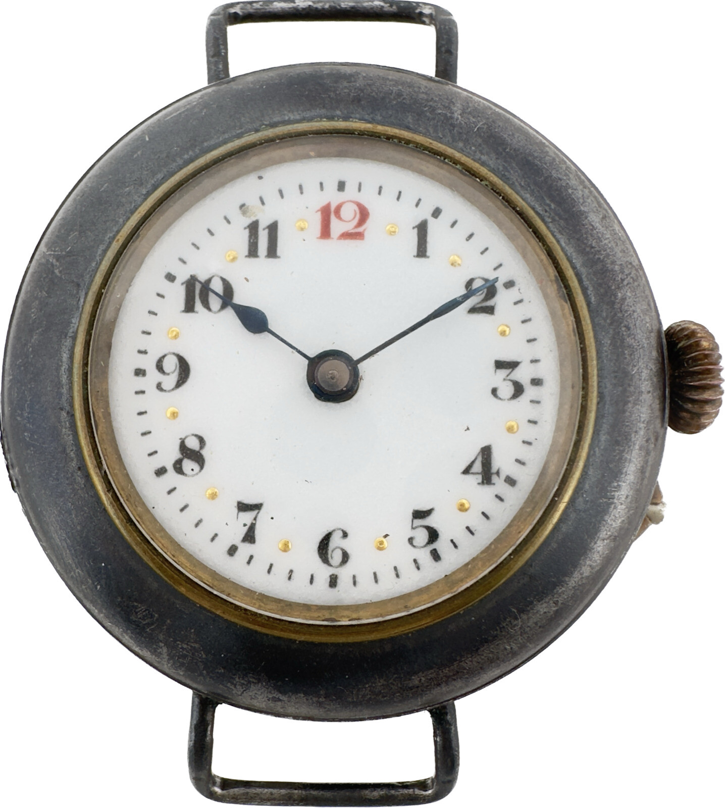 Vintage Men’s Mechanical Cylinder Escapement Wristwatch Swiss Made Gun Metal