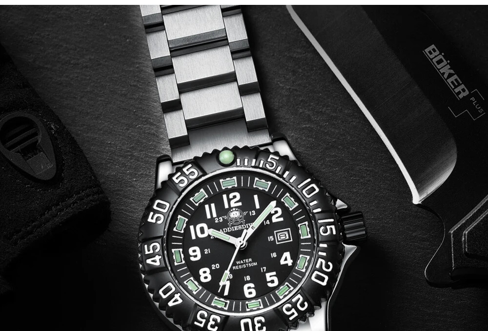 Military Men’s Watch Aidis Blue Green Luminous Waterproof Quartz Stainless Steel