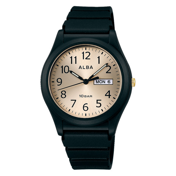 SEIKO ALBA AQPJ412 Gold quartz urethane Men’s Watch New in Box