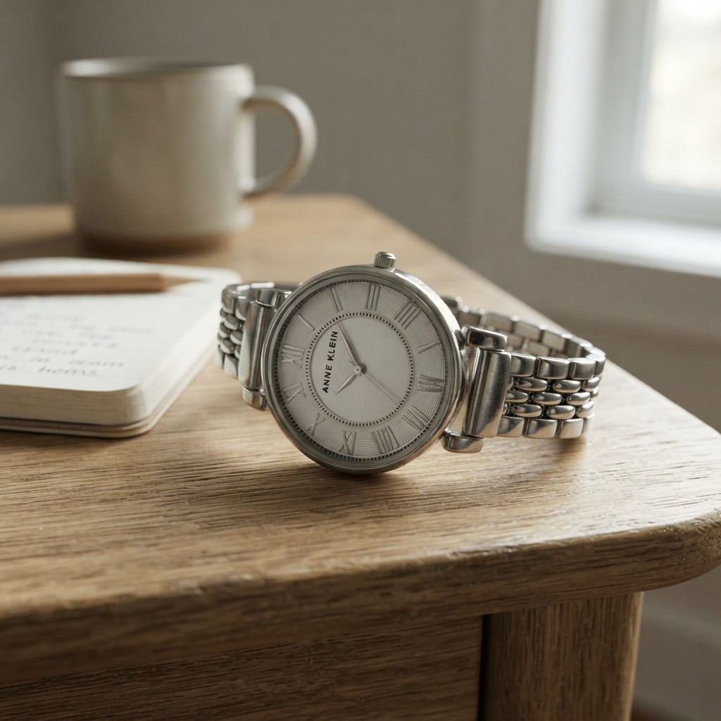 Stylish Women’s Silver Watch with Floating Roman Numerals and Second Hand
