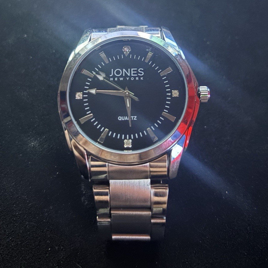 Jones New York Women’s Quartz Analog Black Dial Silver Bracelet Watch