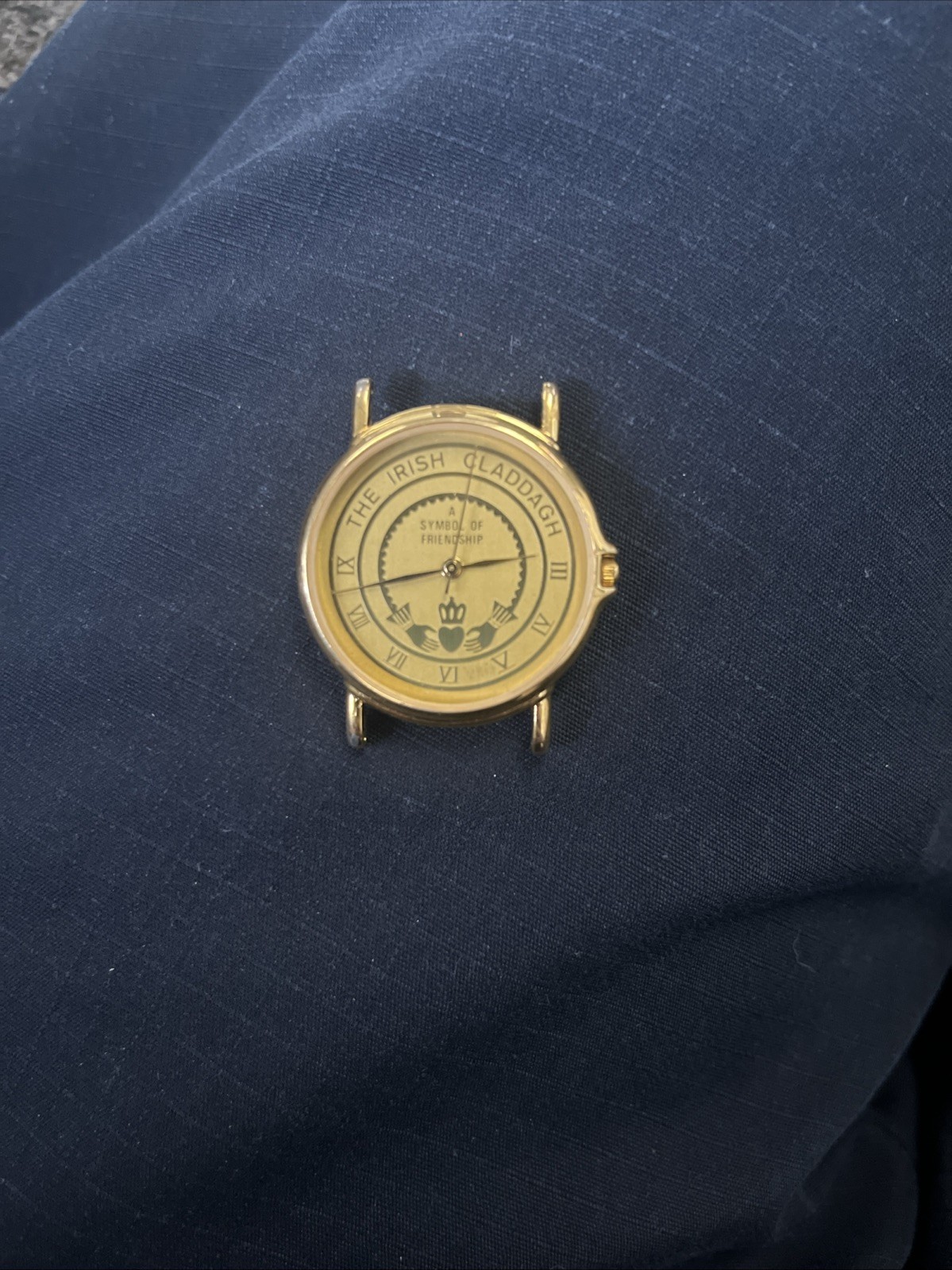 Gold Tone Watch, The Irish Claddagh A Symbol Of Friendship. New Battery,No Brand