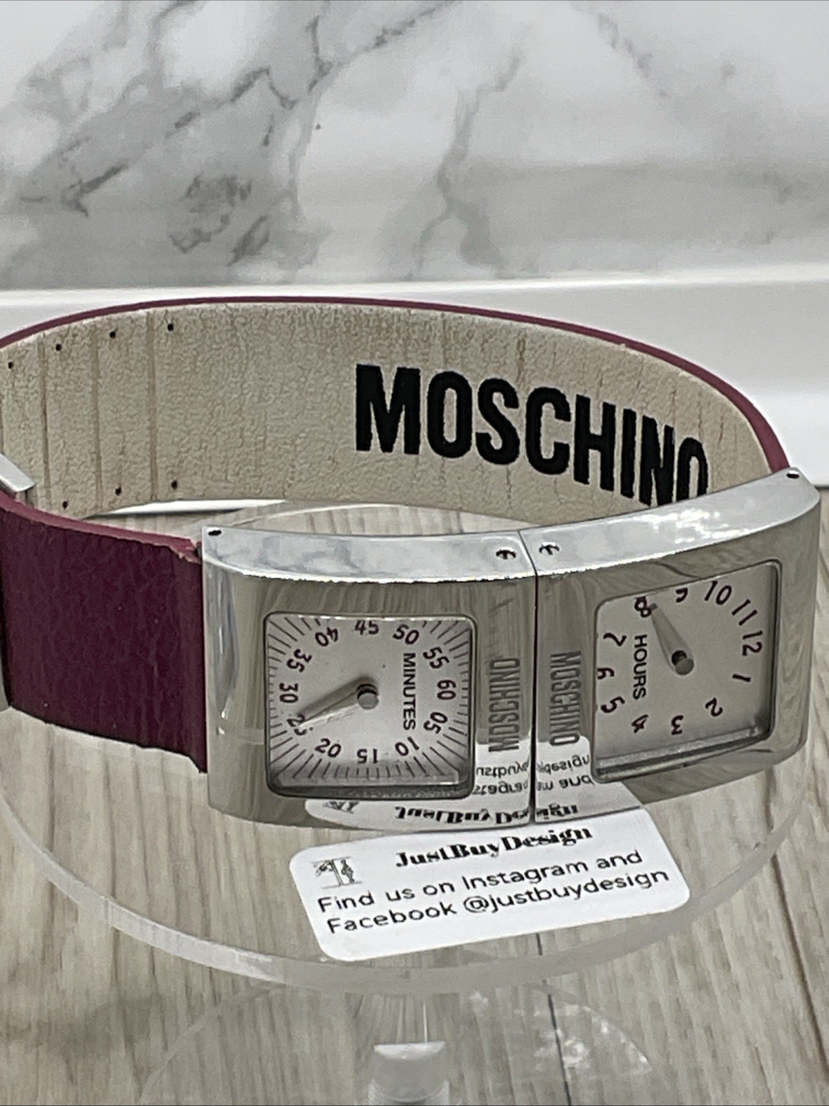 MOSCHINO Hours & Minutes Double Faced Watch. Incredible Design. Steel & Leather.