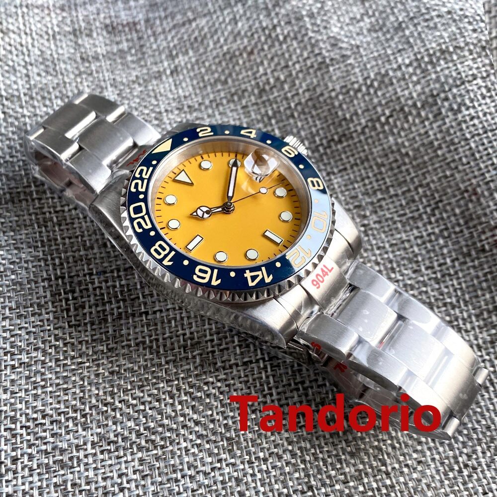 40mm Orange/Yellow Shell Dial Sapphire Glass NH35A Automatic Mens Watch Luminous