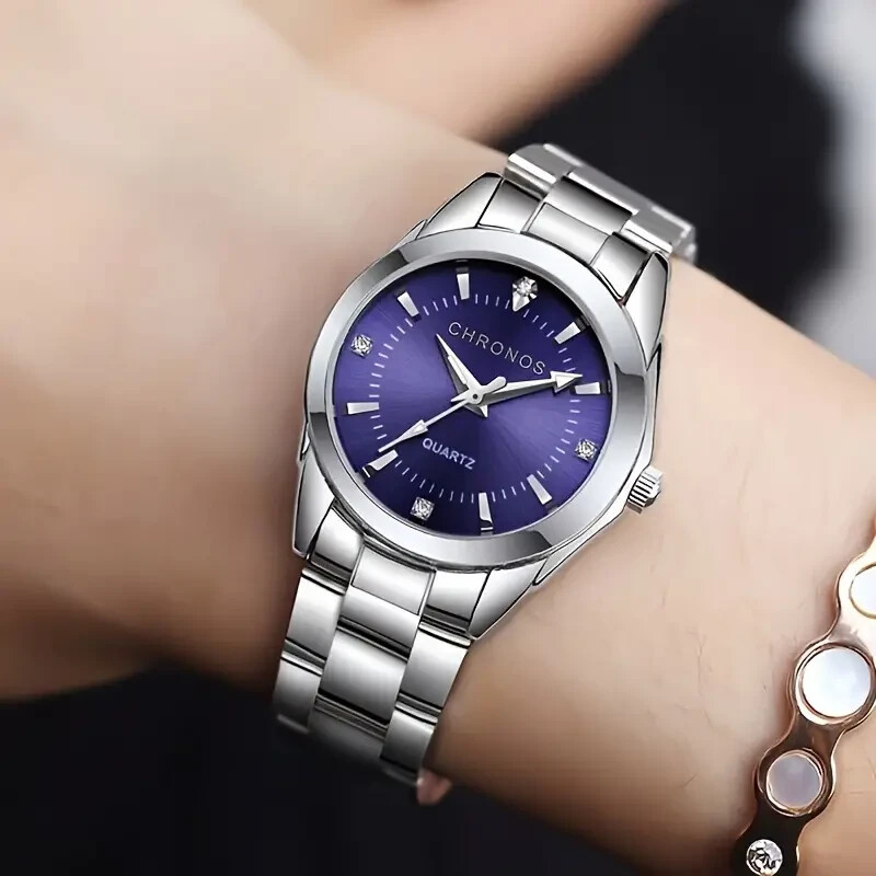 Chronos Ladies Stainless Steel Purple Dial Quartz Luminous Wrist Watch