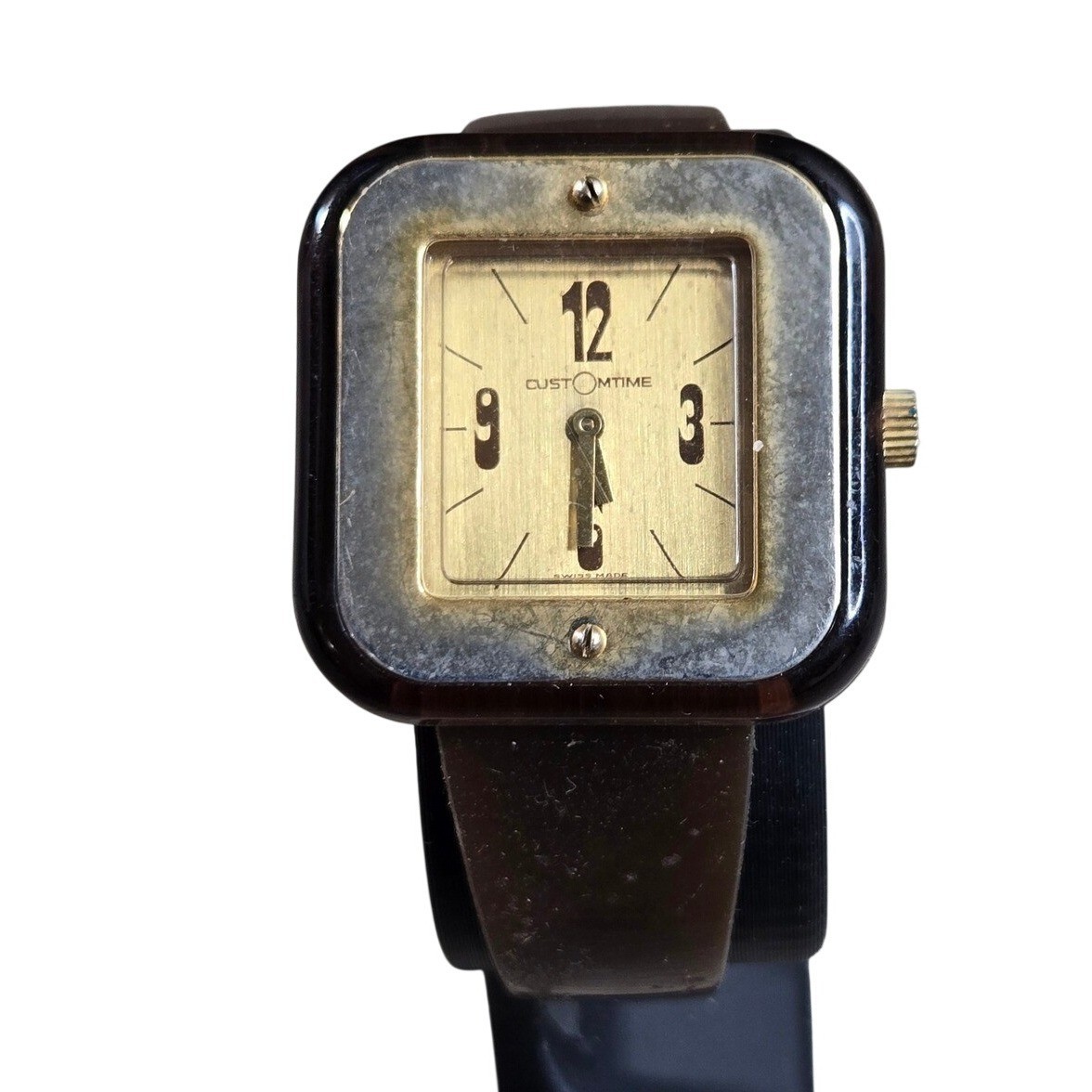 Customtime Watch Unisex 32mm Brown Acrylic Swiss Mechanical Needs Service V10236