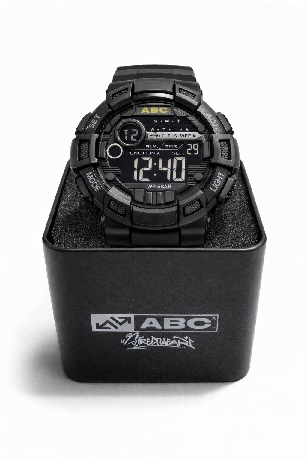 ABC Streetwear Edición Especial Digital Wristwatch Black Water-Resistant Alarm