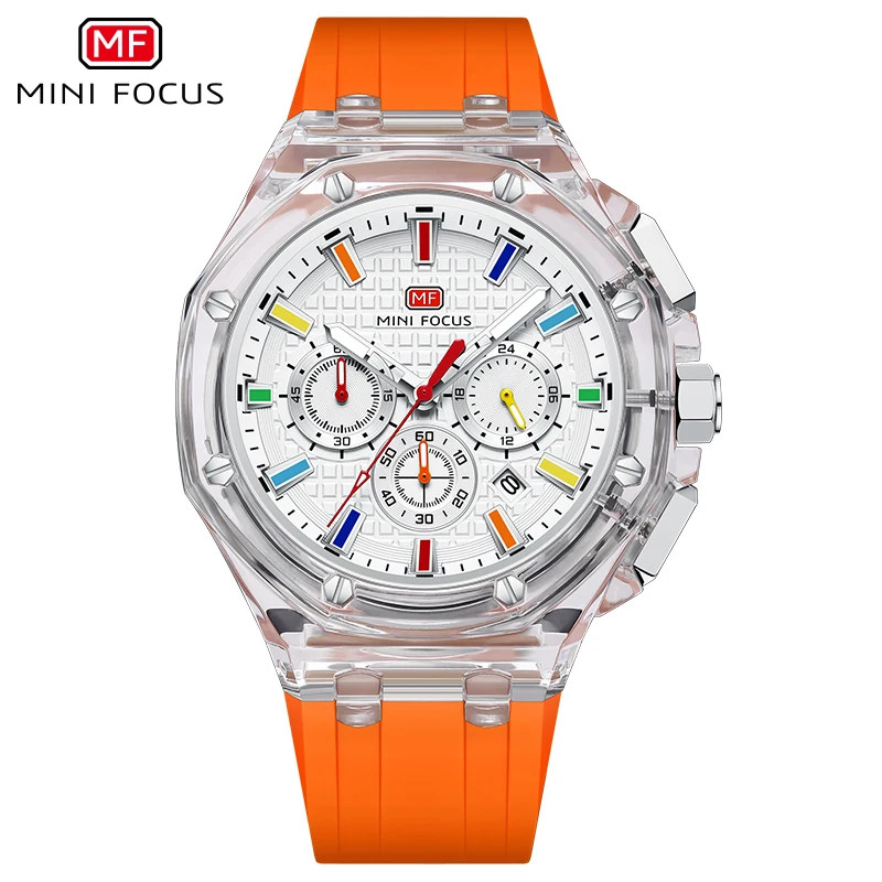 Multifunctional Men’s Transparent Case Quartz Watch Waterproof Luminous 0616G