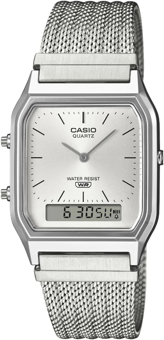 Casio Vintage AQ-230EM-7A “Mesh Dual Time” Analog‑Digital 30mm New Men’s Watch