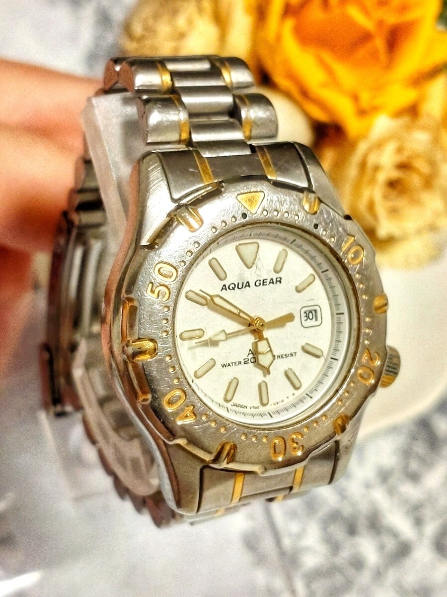 Working Item New SEIKO ALBA Aqua Gear Men s Women s Wristwatch Gold Silver Unis