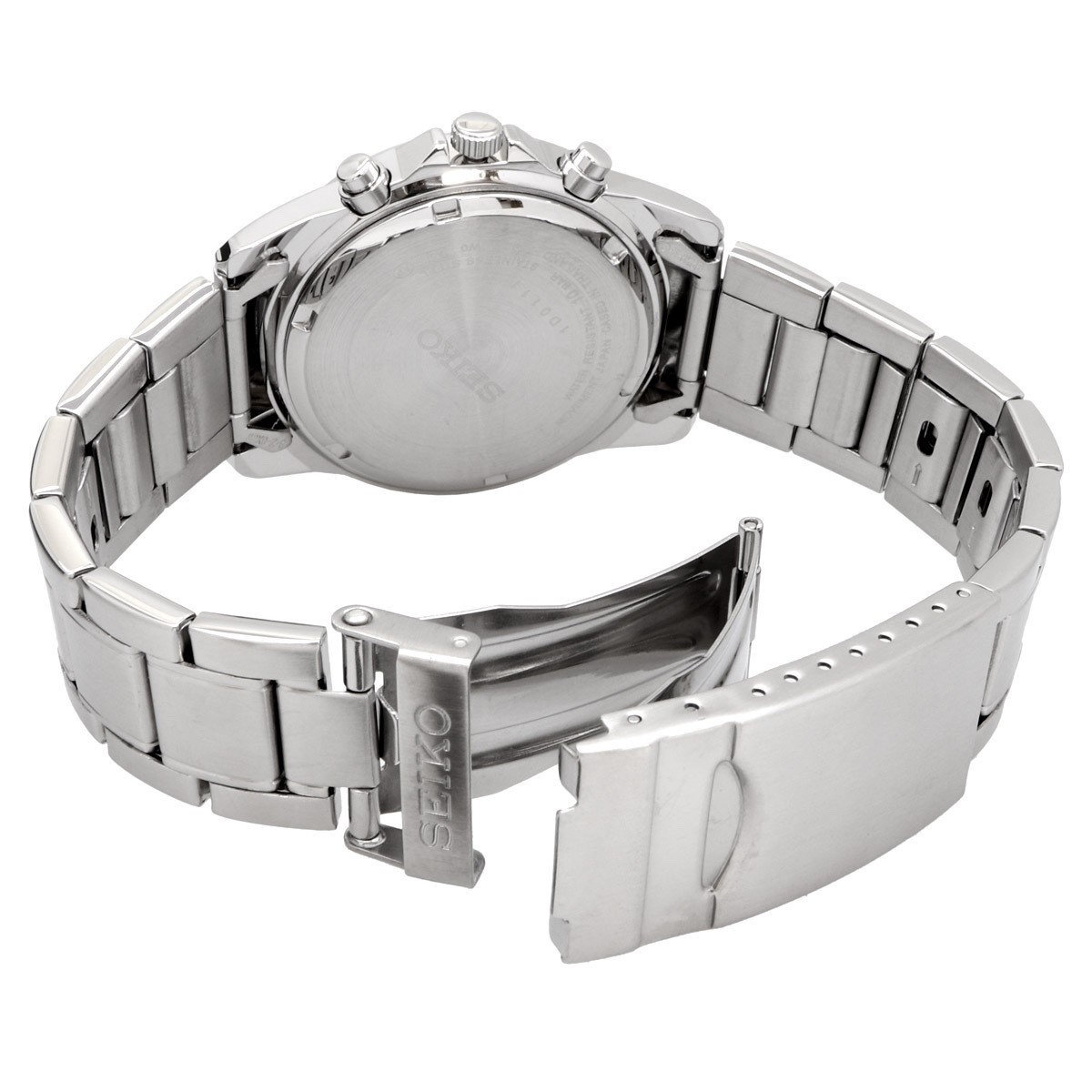 Seiko SND367 Chronograph Men’s Quartz Watch Black Dial Silver Steel New From Jap