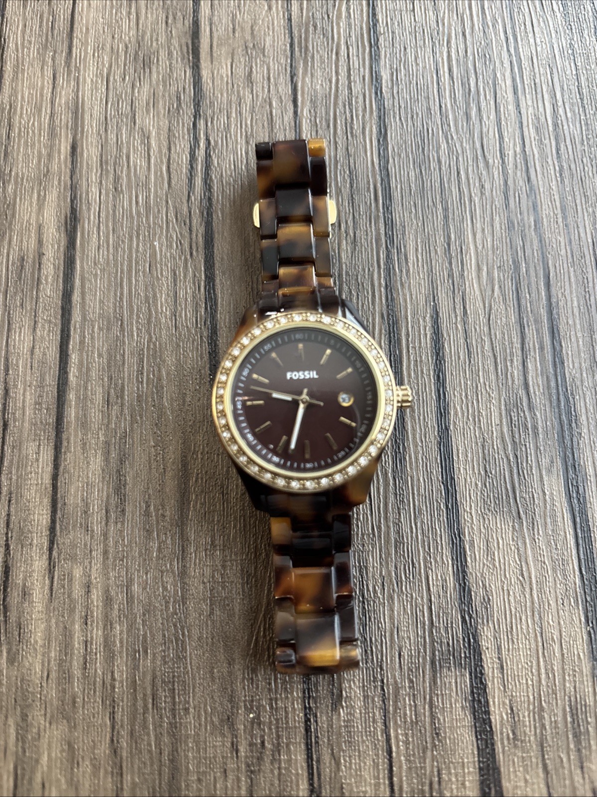 Fossil Stella Mini Faux Tortoise Resin Ladies Watch ES2922 Fits 16 1/2 cm Wrist