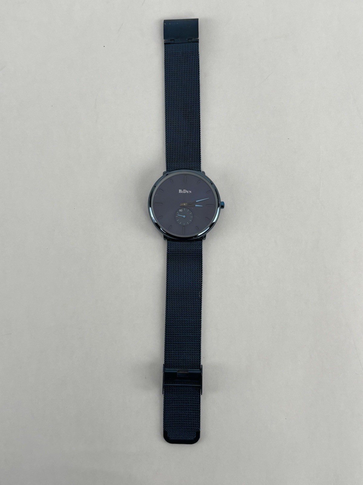 BiDen 40mm Blue Quartz Watch w/Stainless Blue Mesh Band & New Battery