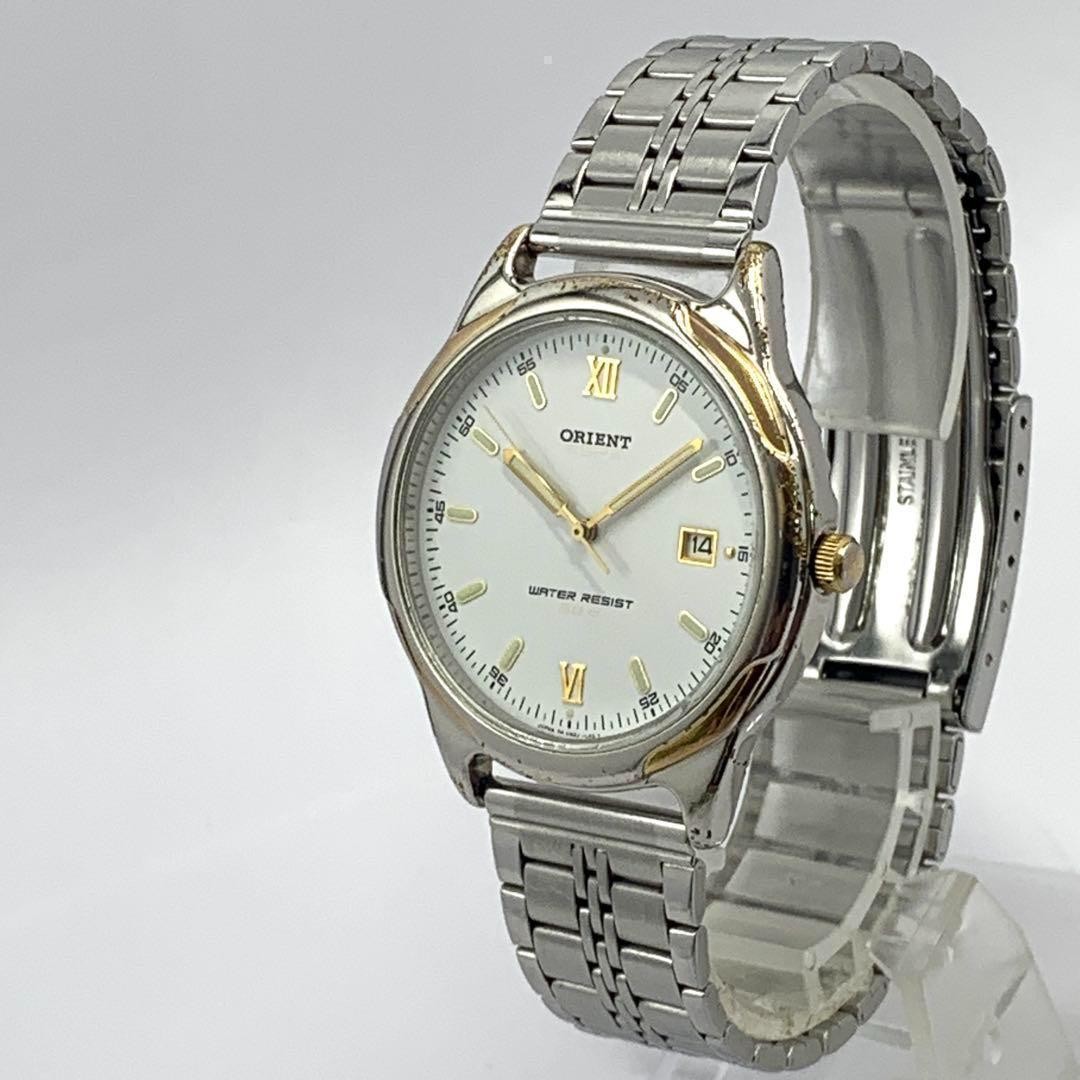 Orient Watch Date White Quartz Vintage Used