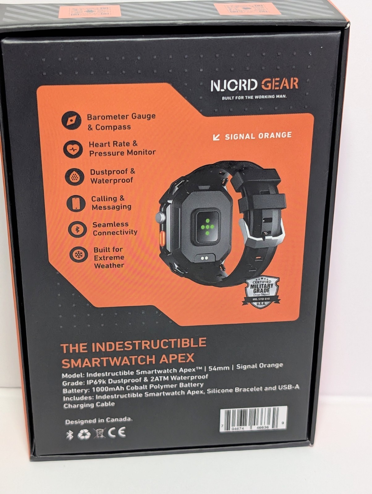 Indestructible APEX Smartwatch 54mm Rugged Military Grade Waterproof Orange NEW