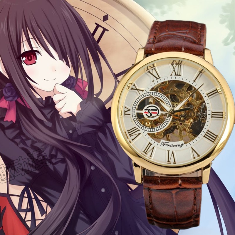 Date A Live Anime Tokisaki Kurumi Mechanical Watch Unisex Wristwatch Otaku Gifts