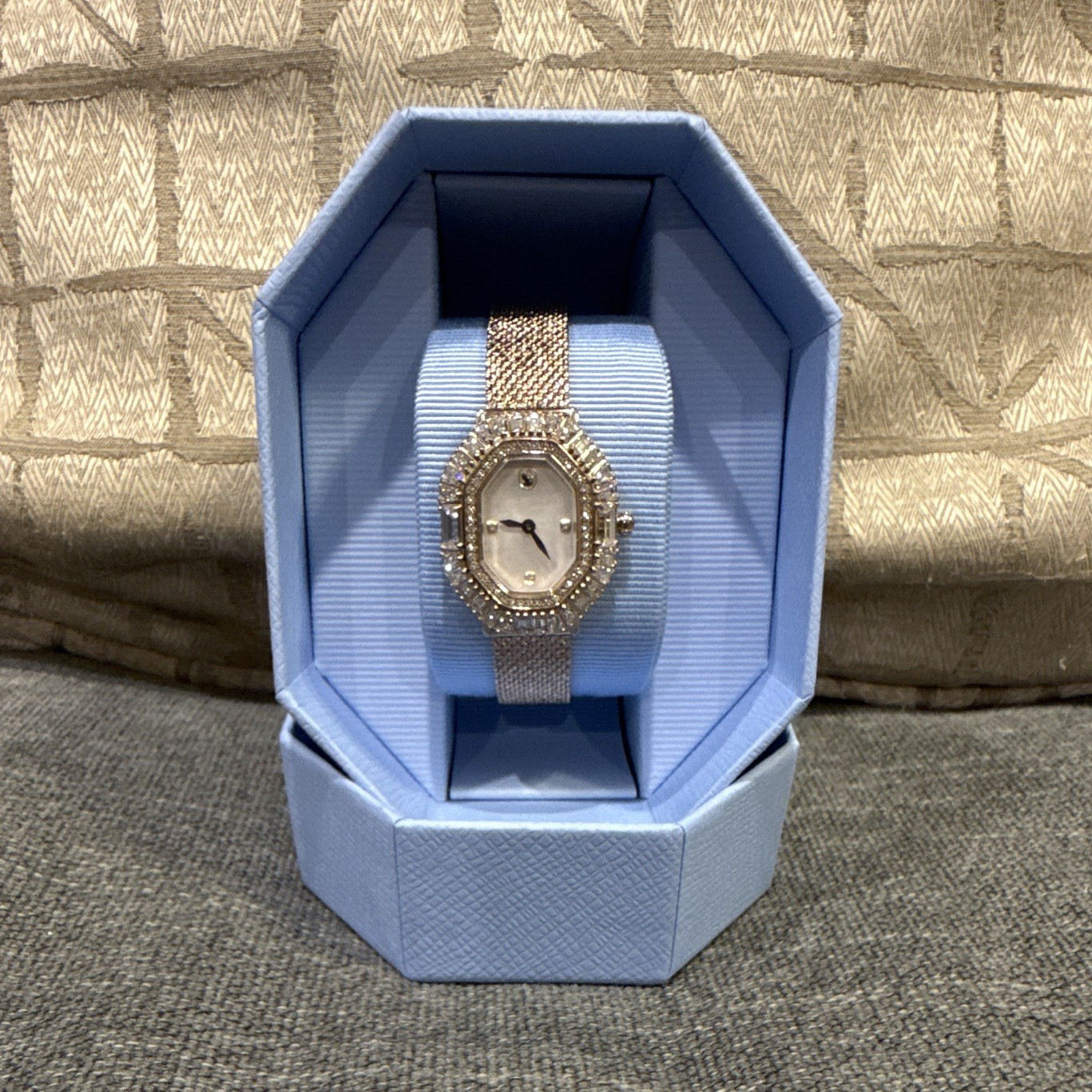 Swarovski Matrix Octagon Gold-Tone Gemmed Quartz Bracelet Watch w/ Box