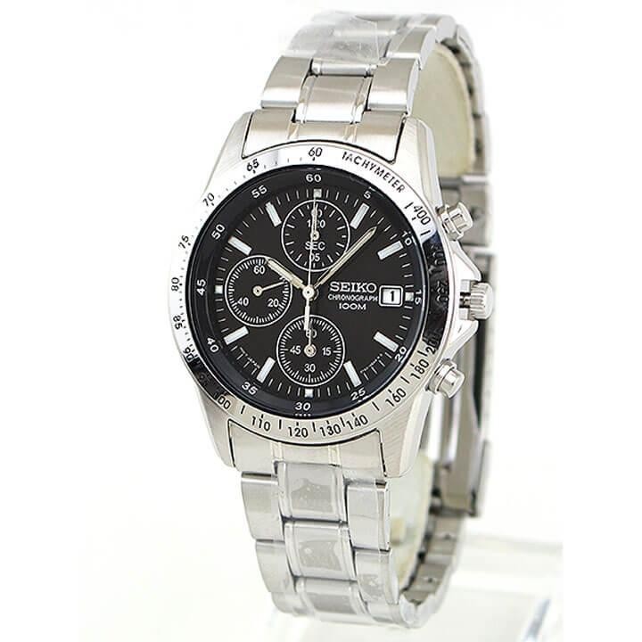 SEIKO Chronograph SND367PC Black Silver Men’s Watch from Japan in BOX new