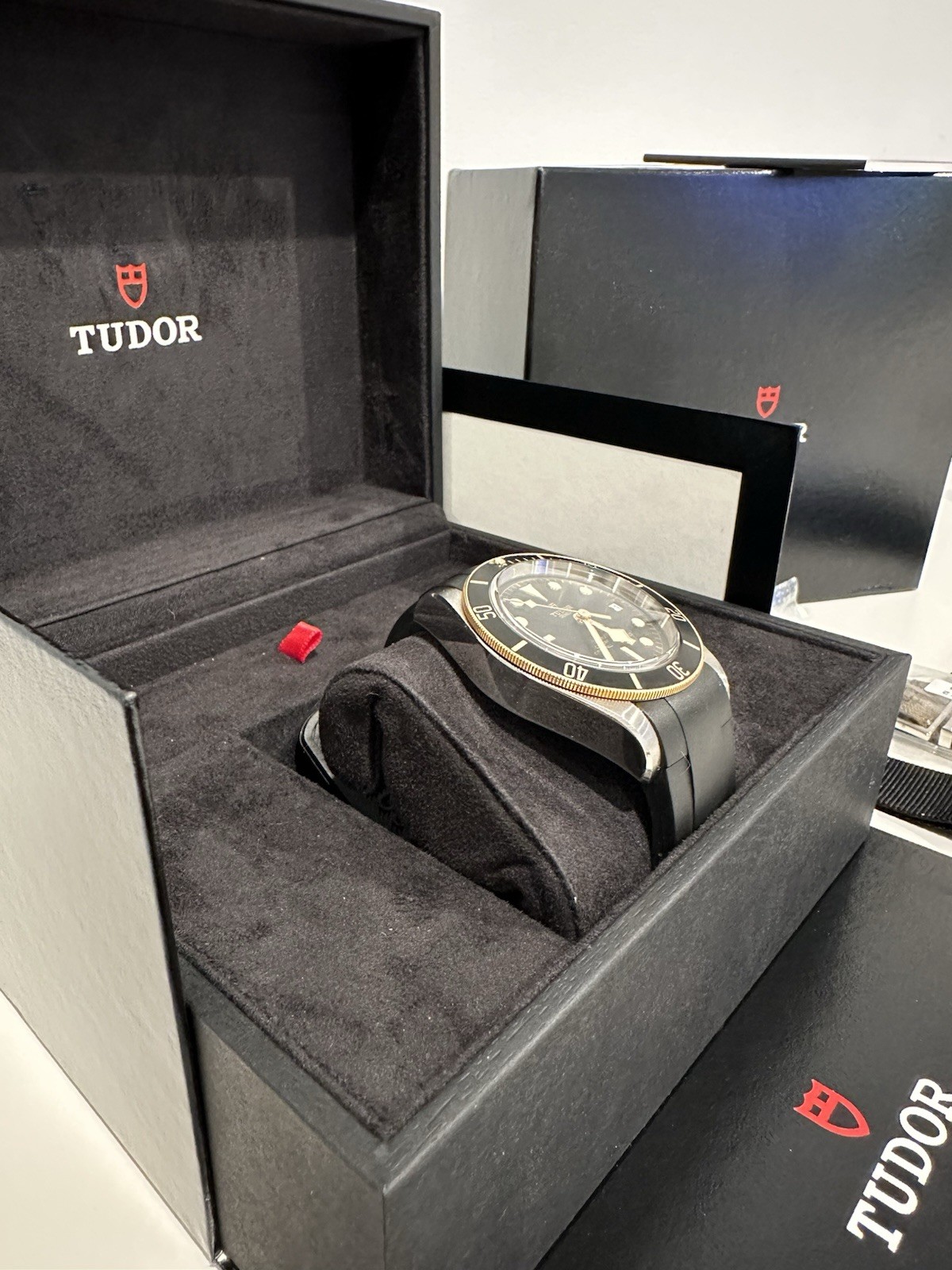 Tudor Black Bay 41mm Steel Gold S&G Rubber Strap Watch 79733N
