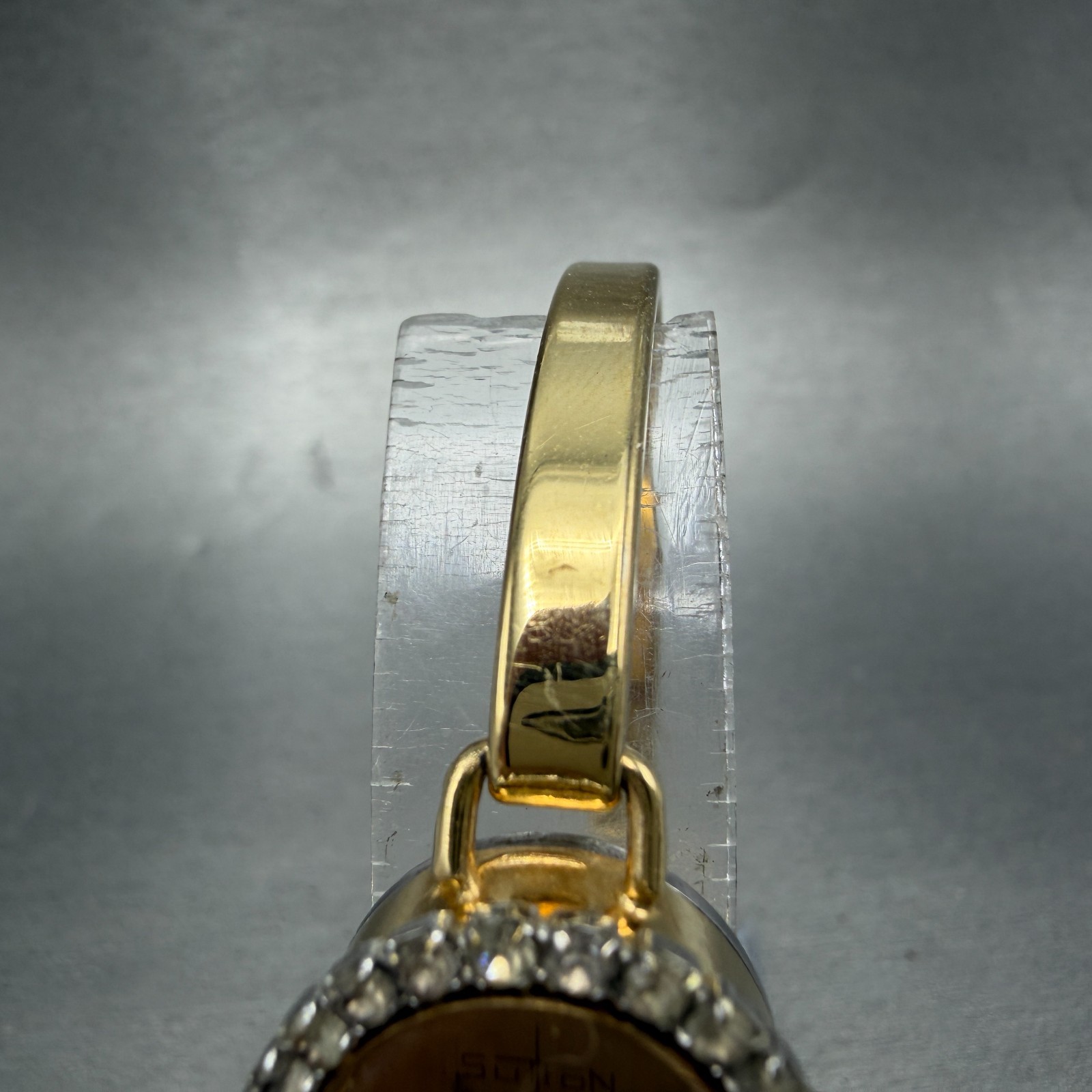 Sutton Watch Women 18mm Gold Dial Gold Tone Oval Gem Set Bezel Manual Wind Runs