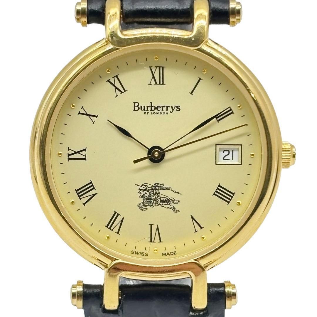 Burberry Boys Watch Quartz Gold Black Leather Japan 1M25 0613783