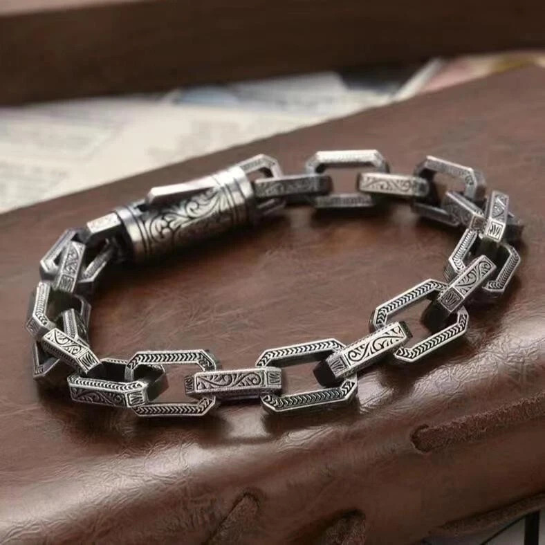Retro Silver Vine Grass Pattern Bracelet Personalized Bracelet
