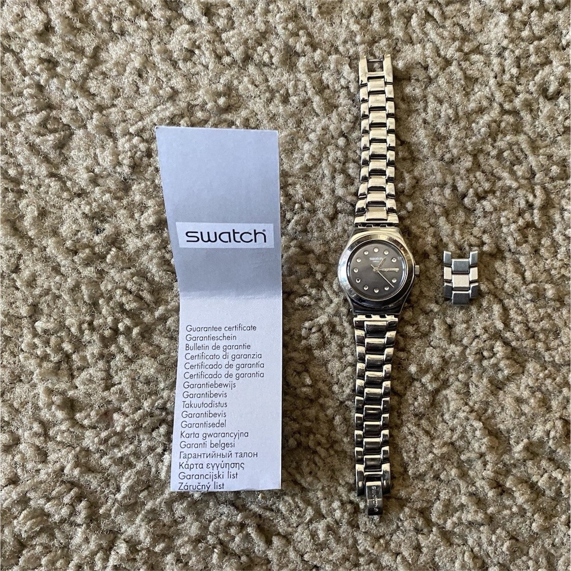 Swatch Irony Women’s Quartz Analog Watch Gray Dial Silver SS Bracelet 24mm