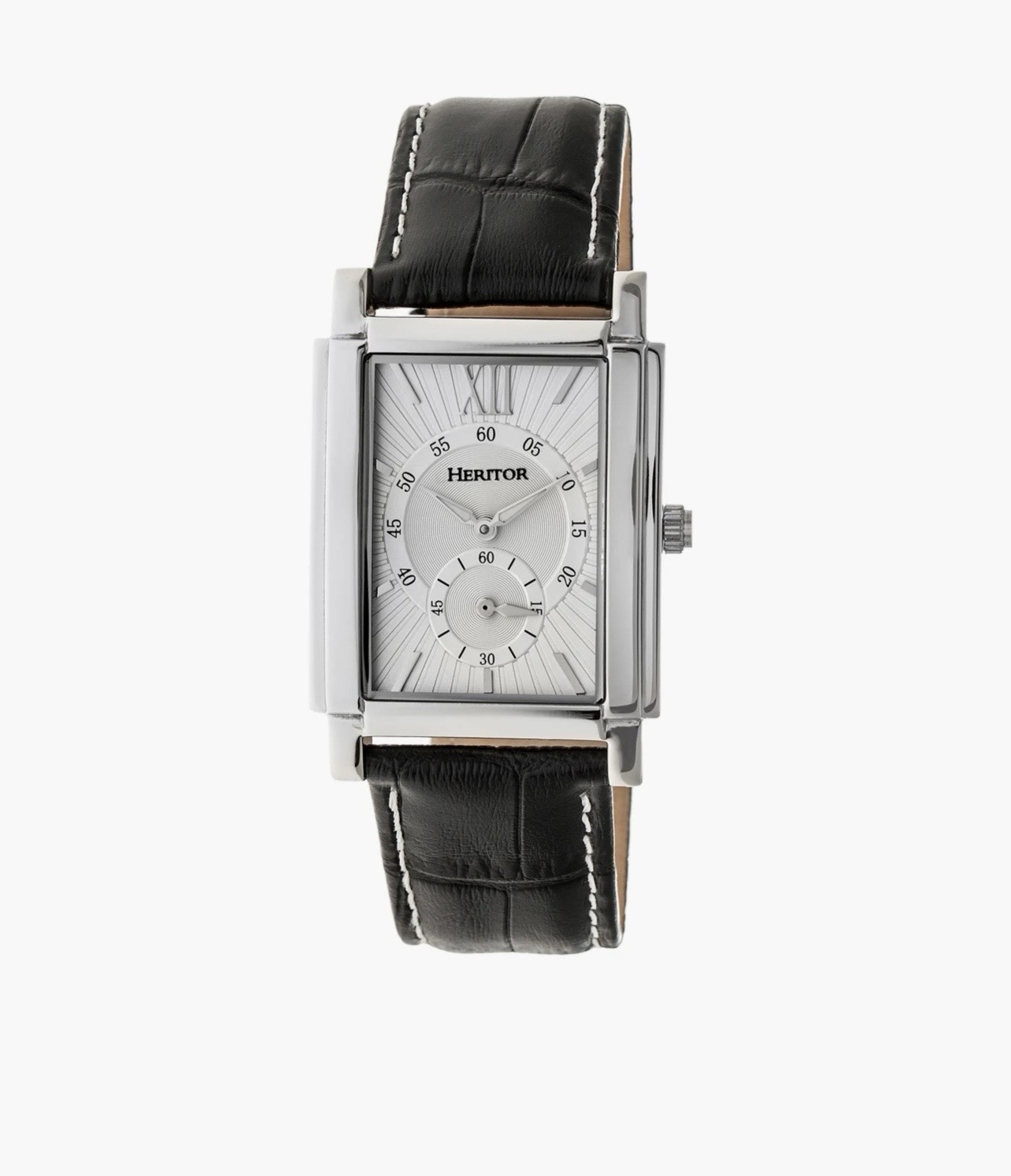 Heritor Automatic Frederick Leather-Band Watch – Silver / Black