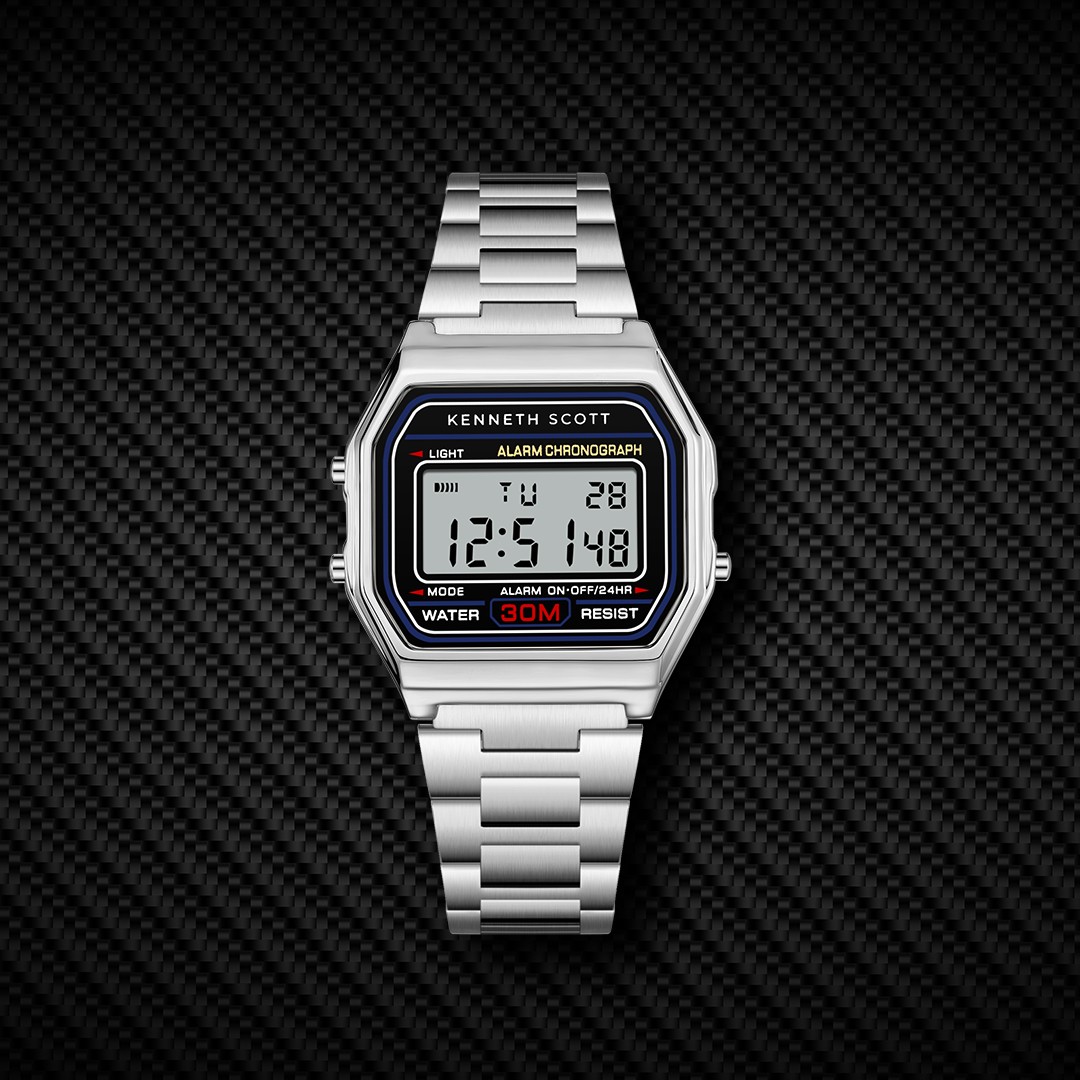 Kenneth Scott Men’s Digital Watch | Black Dial, 33mm, 30 m (3 ATM)