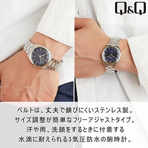Citizen Q&Q QB78-212 Quartz Watch Navy Dial Silver Stainless Steel Men’s Japan