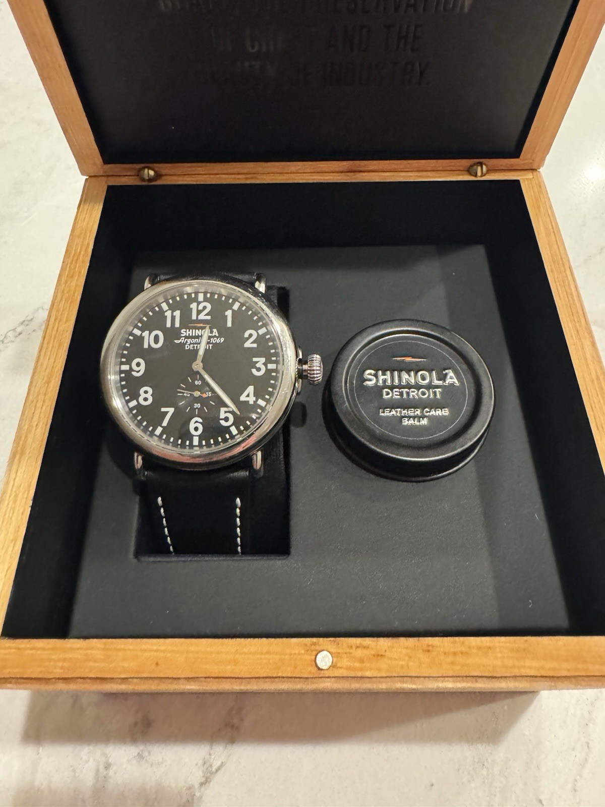 Shinola Runwell 47mm Stainless Steel Case Black Leather Strap Men’s Wristwatch