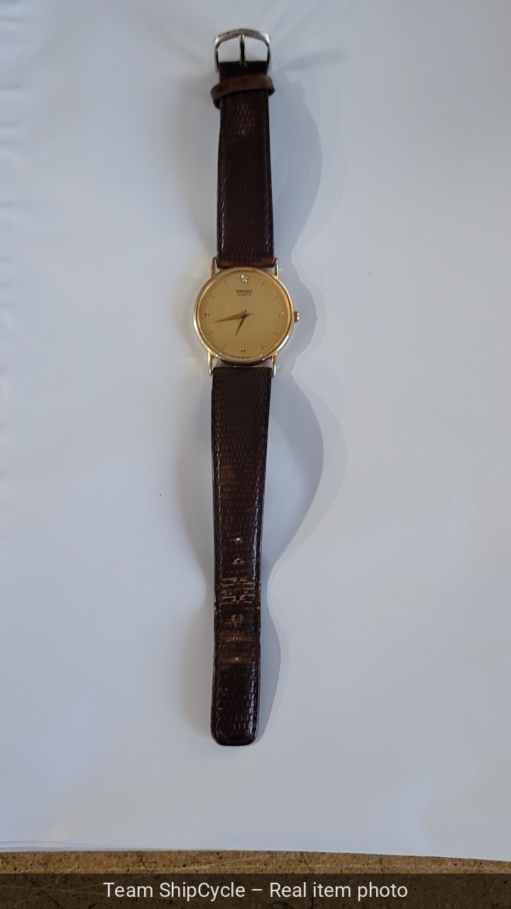 Mens Vintage 1985 Watch SEIKO 65307009 Marked Diamond Dial Midsize gold G2U