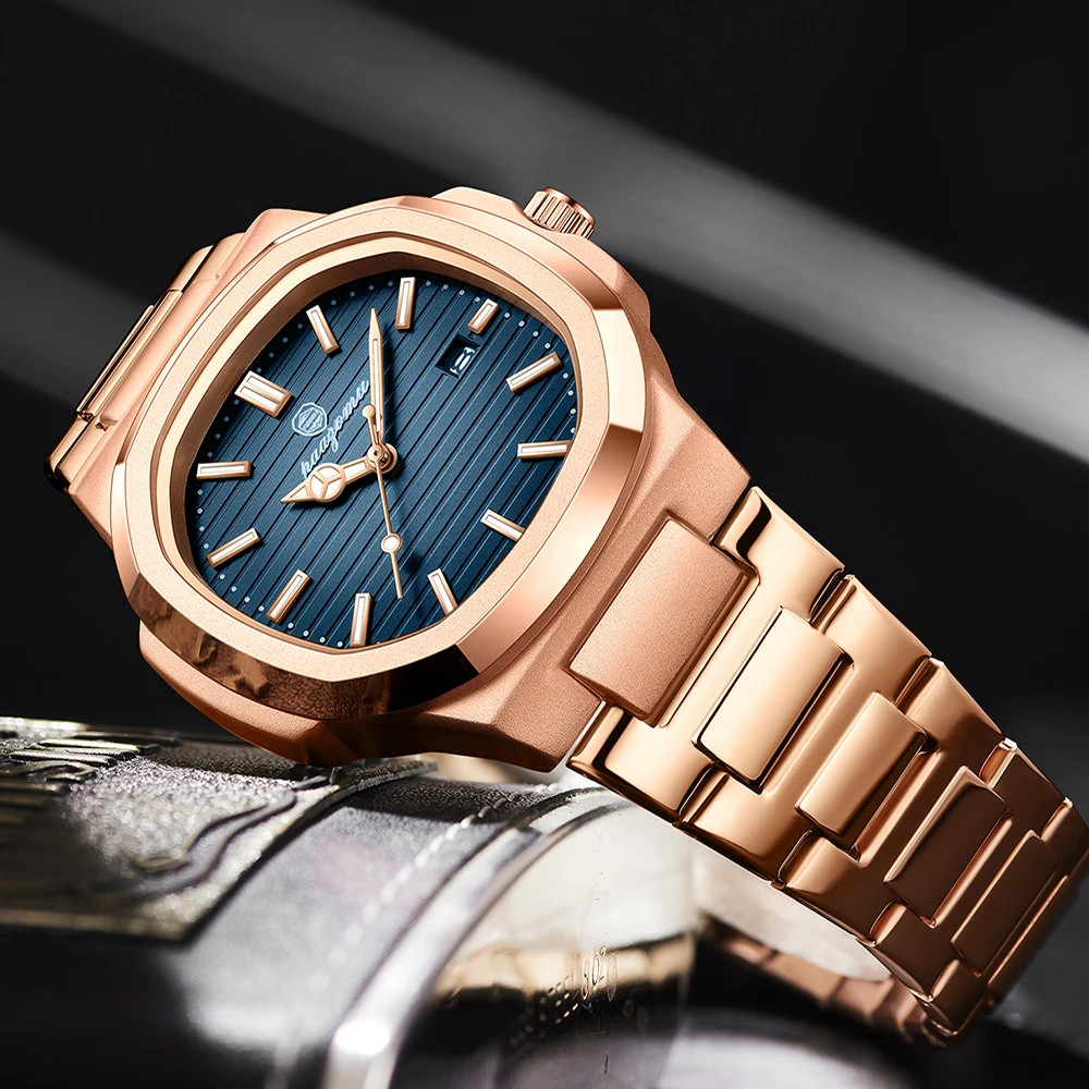 Men’s Fashion Quartz Watch Stainless Steel Waterproof Luminous Date Week Watch