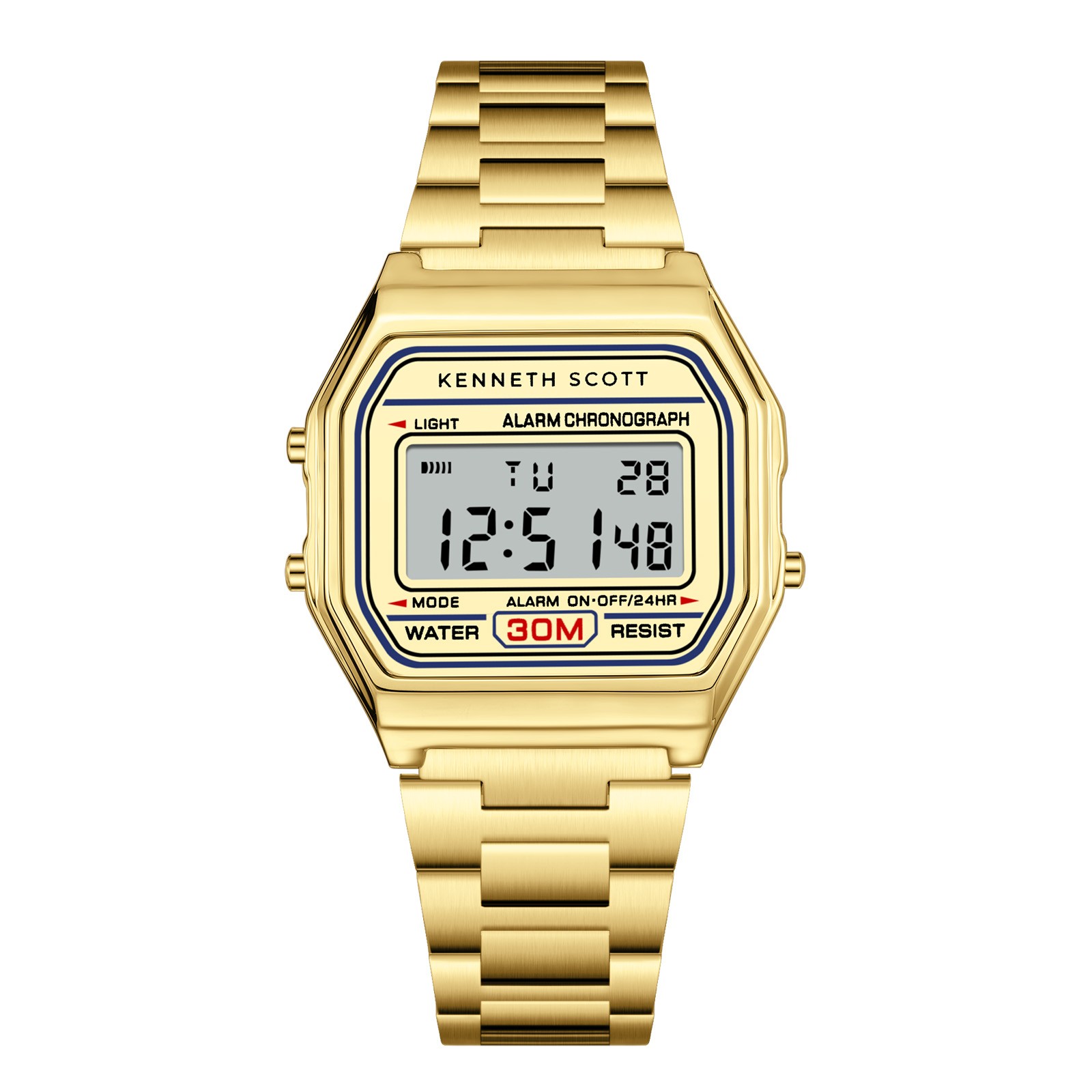 Kenneth Scott Men’s Digital Watch | Champagne Dial, 33mm, 30 m (3 ATM)